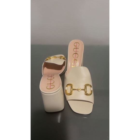Gucci Nappa Charlotte Heeled Mules in Mystic White Size 41 - Picture 16 of 16